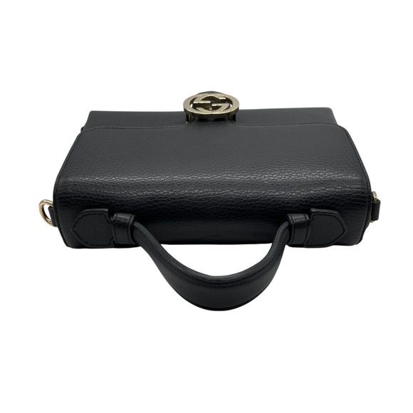 GUCCI Interlocking G 2-Way Handbag/Shoulder Bag in Black Leather with Gold Ha... - Picture 8 of 16